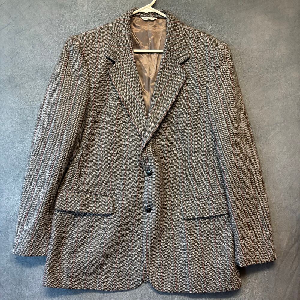 Vintage Oakton Ltd. Mens Wool Suit Jacket Blazer Sport Coat Multicolored Grandpa